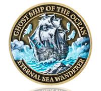 Haunted Sailing Ship Challenge Coin, High-Relief Ocean Legend Token