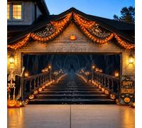 Haunted Staircase Jack-o-Lantern Lanterns Garage Door Cover 157x71 Inch