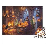 Haunted Tea Party 1000 Piece Jigsaw Puzzle Recyclable Paper Halloween Senior Puzzles Party Game Props Great Gift Idea for Women And Men Both 38x26cm/1000pcs