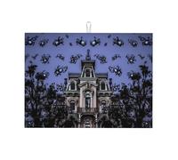 Haunted The Mansion Print Dish Drying Mat 18 x 24 Inch, Reversible Absorbent Dish Drainer for Kitchen Counter Microfiber Super, Large Size Dish Drying Pad Reusable Washable