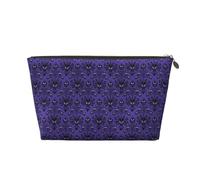 Haunted The Mansion Printed Leather Travel Toiletry Makeup Bag with Gold Zipper for Women on the Go