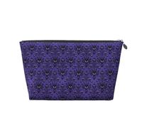 Haunted The Mansion Printed Leather Travel Toiletry Makeup Bag with Silver Zipper for Women on the Go