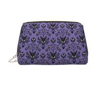 Haunted The Mansion Printed Small Makeup Bag Portable Leather Make up Bag Travel Cosmetic Bags Organizer for Women, Gold Zipper