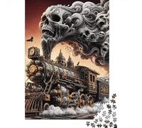 Haunted Train1000 Piece Durable Cardboard Skull Jigsaw Puzzle Family Game Adults Teens Seniors Concentration Training Stress Relief Home Decoration 38x26cm/1000pcs