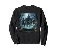 Haunted Trio With Witch Lantern And Pumpkin Magic Halloween Sweatshirt