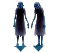 Haunted Twin Ghost Yard Signs, Scary Garden Ghost Stakes Decor 2-pieces, Halloween Ground Insertion Horror Decor for Porch Lawn Yard Grassland Carnival Patio