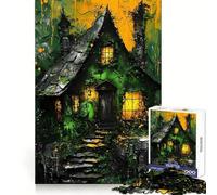 Haunted Witch House 1000 Piece Jigsaw Puzzles for Teenagers Jigsaw Home Play Neat Thick Home Fun Fine Art (50x75cm)