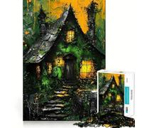 Haunted Witch House 1000 Piece Jigsaw Puzzles for Teenagers Jigsaw Home Play Neat Thick Home Fun Fine Art (50x75cm)