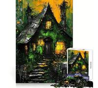 Haunted Witch House for Adults 1000 Piece Jigsaw Puzzle Serene Game Perfect Connection Pattern Build Birthday Surprise (38x52cm)