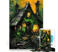 Haunted Witch House for Adults 1000 Piece Jigsaw Puzzle Serene Game Perfect Connection Pattern Build Birthday Surprise (38x52cm)