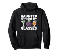 Haunted Without My Glasses Funny Halloween Drinking Party Pullover Hoodie