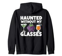 Haunted Without My Glasses Funny Halloween Drinking Party Zip Hoodie