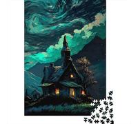 Haunted Wizard House 1000-Piece Puzzle for Adults, 70x50cm/1000pcs, White Cardboard for Simple Sorting; for Quiet Downtime Without A Screen