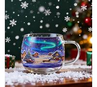 HauntedPath Halloween Mug,Christmas Cheer Glass Mug,Santa Pumpkin Design Ceramic M-ug Collection,Glass Winter Scenery Personalized Coffee M-ugs,Painted G-lass M-ug,for Christmas Halloween Party Decor
