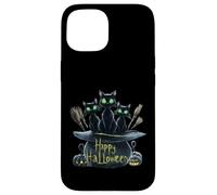 Haunting Black Cats Trio: Perfect Halloween Design Pumpkin Case for iPhone 15