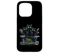 Haunting Black Cats Trio: Perfect Halloween Design Pumpkin Case for iPhone 15 Pro