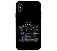 Haunting Black Cats Trio: Perfect Halloween Design Pumpkin Case for iPhone X/XS