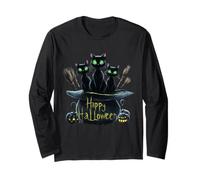 Haunting Black Cats Trio: Perfect Halloween Design Pumpkin Long Sleeve T-Shirt