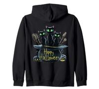 Haunting Black Cats Trio: Perfect Halloween Design Pumpkin Zip Hoodie