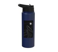 Haunting Dark Fantasy Wolf Under Moonlit Night Stainless Steel Insulated Water Bottle