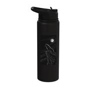 Haunting Dark Fantasy Wolf Under Moonlit Night Stainless Steel Insulated Water Bottle