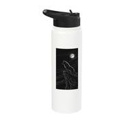 Haunting Dark Fantasy Wolf Under Moonlit Night Stainless Steel Insulated Water Bottle