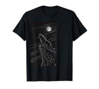 Haunting Dark Fantasy Wolf Under Moonlit Night T-Shirt