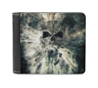 Haunting Gothic Skull Bifold Wallet PU Leather Slim Purse Pocket Wallet with Card Holder for Office Travel