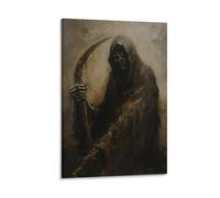 Haunting Grim Reaper Scythe Dark Halloween Gothic Wall Art Paintings Canvas Prints Poster Artwork for Living Room Bedroom Bathroom Office Home Decor 12x18inch(30x45cm)