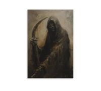 Haunting Grim Reaper Scythe Dark Halloween Gothic Wall Art Paintings Canvas Prints Poster Artwork for Living Room Bedroom Bathroom Office Home Decor 20x30inch(50x75cm)