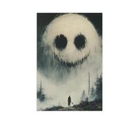 Haunting Skull Moon Canvas Poster Wall Art Decor Print Picture Paintings for Living Room Bedroom Decoration 20x30inch(50x75cm)