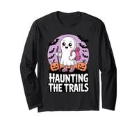 Haunting The Trails Girly Ghost Hiking Halloween Long Sleeve T-Shirt