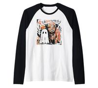 Haunting Until The Cows Come Home Ghost and Cow Halloween Raglan Baseball Tee