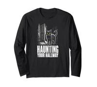 Haunting Your Hallway Black Cat Halloween Men Women Long Sleeve T-Shirt