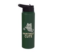 Hauntingly Cute Spirit Cat Playing Yarn Ball Stainless Steel Insulated Water Bottle