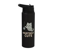 Hauntingly Cute Spirit Cat Playing Yarn Ball Stainless Steel Insulated Water Bottle