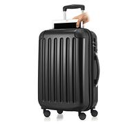Haputstadtkoffer Hand luggage Hard-shell trolley Rolling suitcase 4 double rolls, Roller Case, 55 cm, 42 liters, Black (Schwarz)