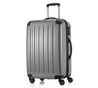 Hauptstadtkoffer Alex Expandable Hard Shell Suitcase 65 cm (74 L) with Combination Lock, Durable Travel Trolley with 4 Double Wheels, Silver