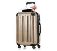 Haputstadtkoffer Hand luggage Hard-shell trolley Rolling suitcase 4 double rolls, Roller Case, 55 cm, 42 liters, Gold (Champagner)