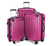 HAUPTSTADTKOFFER - Alex - Set of 3 Hard-Side Luggages Glossy Suitcase Hardside Spinner Trolley Expandable (20", 24" & 28"), Pink