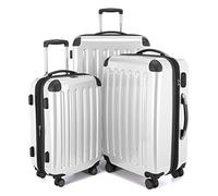 HAUPTSTADTKOFFER - Alex - Set of 3 Hard-Side Luggages Glossy Suitcase Hardside Spinner Trolley Expandable (20", 24" & 28"), White