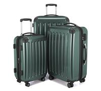 HAUPTSTADTKOFFER - Alex - Set of 3 Hard-Side Luggages Glossy Suitcase Hardside Spinner Trolley Expandable (20", 24" & 28"), DarkGreen