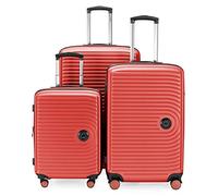 HAUPTSTADTKOFFER - MITTE - Expandable Luggage Set, Carry On Trolley 55cm + Medium Sized Suitcase 69cm + LargeTrolley 76cm, ABS, TSA, Coral