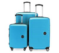HAUPTSTADTKOFFER Mitte - Set of 3 Suitcases - Hand Luggage Suitcase 55 cm, Medium Suitcase 68 cm + Large Travel Suitcase 77 cm, Hard Shell ABS, TSA, Cyan Blue