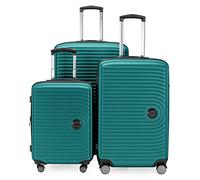 HAUPTSTADTKOFFER - MITTE - Expandable Luggage Set, Carry On Trolley 55cm + Medium Sized Suitcase 69cm + LargeTrolley 76cm, ABS, TSA, Turquoise