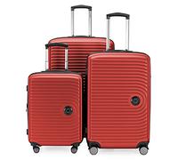 Hauptstadtkoffer - MITTE - Set of 3 suitcases - Cabin Luggage on Wheels 55 cm, Medium Size Trolley 68 cm + Large Suitcase 77 cm, ABS, TSA Lock, Red