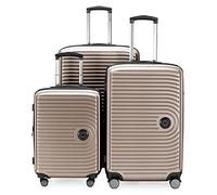 HAUPTSTADTKOFFER Mitte - Set of 3 Suitcases - Hand Luggage Suitcase 55 cm, Medium Suitcase 68 cm + Large Travel Suitcase 77 cm, Hard Shell ABS, TSA, Champagne