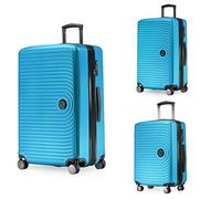 Hauptstadtkoffer Mitte - Set of 3 Suitcases - Hand Luggage Suitcase 55 cm, Medium Suitcase 68 cm + Large Travel Suitcase 77 cm, Hard Shell ABS, TSA - Cyan Blue