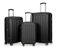 HAUPTSTADTKOFFER - Spree - Set of 3 Hard-side Luggages Glossy Suitcase Hardside Spinner Trolley Expandable (S, M & L) TSA, Black