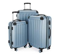 HAUPTSTADTKOFFER - Spree - Set of 3 Hard-Side Luggages Glossy Suitcase Hardside Spinner Trolley Expandable (55, 65 & 75 cm) TSA, Pool Blue